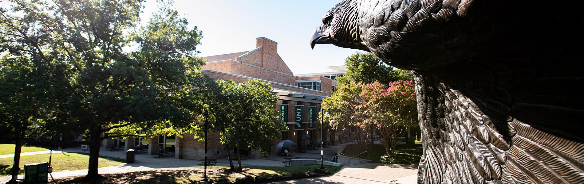 UNT Denton - eagle staue on campus 